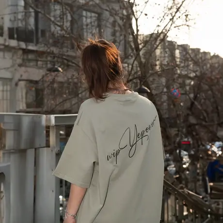 YEP简约字母印花短袖t恤女夏季新款复古情侣装半袖宽松纯棉上衣潮商品大图