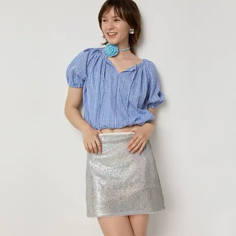 omont蛋挞家 复古系带提花小衫夏季新宽松显瘦小个子短袖衬衫商品大图