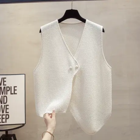 错落镂空开衫针织马甲背心女2025春秋新款宽松外穿马夹毛衣坎肩潮商品大图