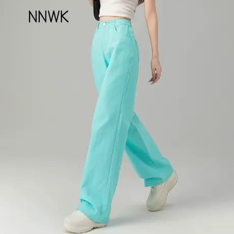 湖蓝色牛仔裤女2025年新款春秋高腰阔腿裤女宽松今年流行直筒裤子商品大图