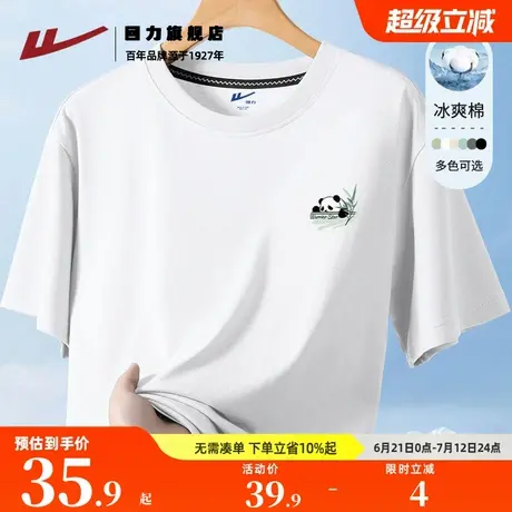 回力冰丝t恤男夏季2025新款白色简约风ins半袖男生美式高街短袖K商品大图