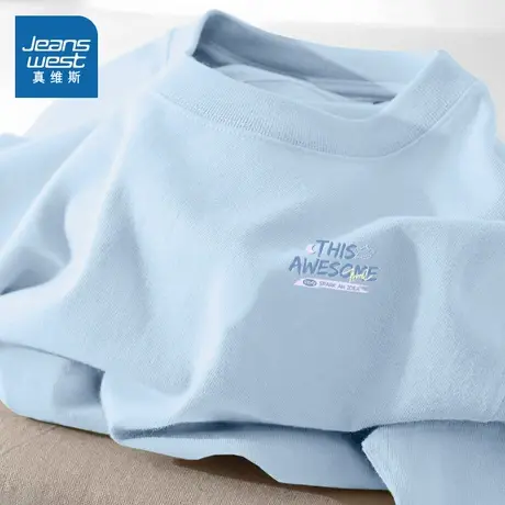 KMV真维斯纯棉短袖t恤夏日新款女圆领宽松透气大码美式多巴胺上衣图片