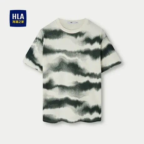 HLA/海澜之家渐变印花短袖T恤25春夏新肌理宽松针织柔软短袖男商品大图