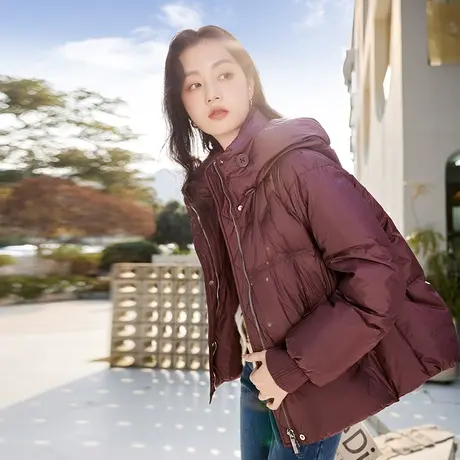 【拜年专场】香影羽绒服女2023冬季新款90白鸭绒小个子立领连帽商品大图