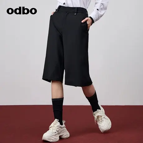 odbo/欧迪比欧时尚高端直筒七分裤短裤2024夏季新款女裤休闲西裤图片