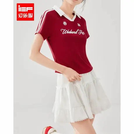 IEF/爱依服T恤2025夏季新款休闲运动减甜辣少女通勤百搭短款上衣图片