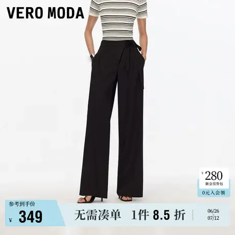 6.27上新Vero Moda休闲裤女2025夏秋新款斜门襟系带高腰宽松阔腿商品大图