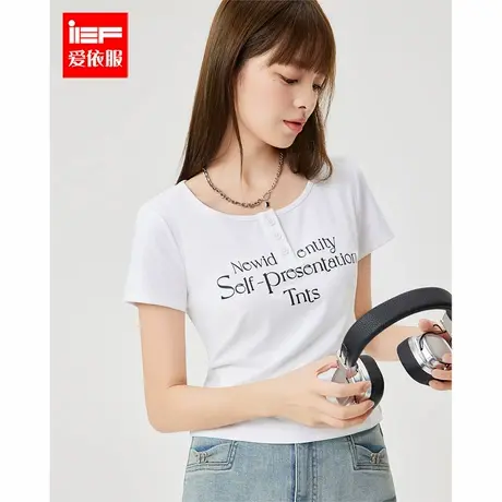 IEF/爱依服上衣2025春夏新款美式时尚字母印花修身百搭显瘦T恤女商品大图