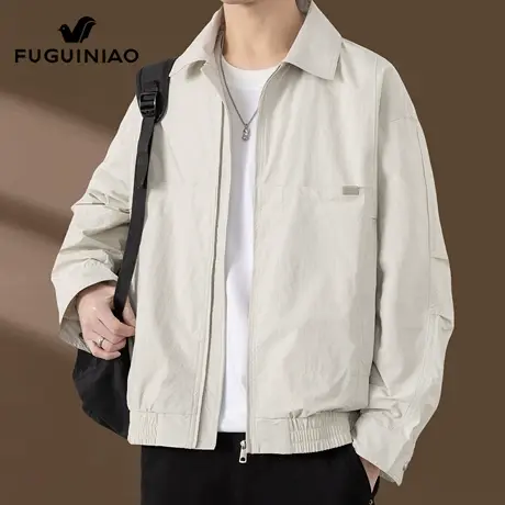 富贵鸟工装外套男士秋季2025年新款潮流宽松上衣服休闲翻领夹克男图片