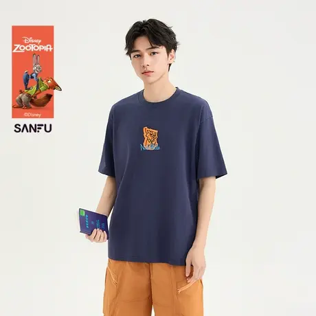 【疯狂动物城】三福2025夏季男士双色线稿贴布短T恤499932商品大图