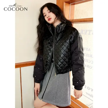 missCOCOON黑色短款羽绒服女2022新款冬小个子轻薄白鸭绒夹克外套图片