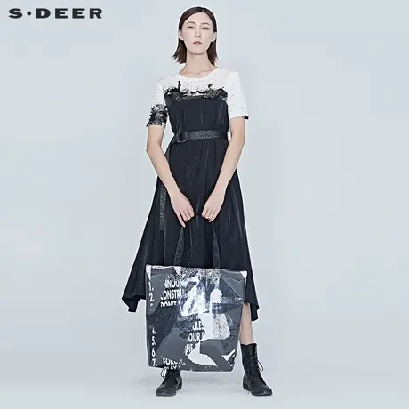 sdeer圣迪奥夏季女装通勤个性字母大号抽象手提单肩包S20263889图片