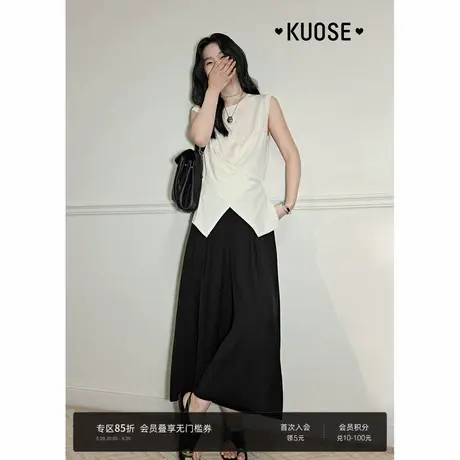 阔色黑色垂感西装休闲裤通勤女2025夏季新款慵懒宽松高腰九分裤子商品大图