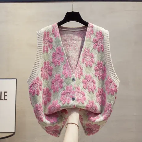 开衫v领针织马甲背心女2025春秋新款宽松外穿马夹叠穿毛衣坎肩商品大图