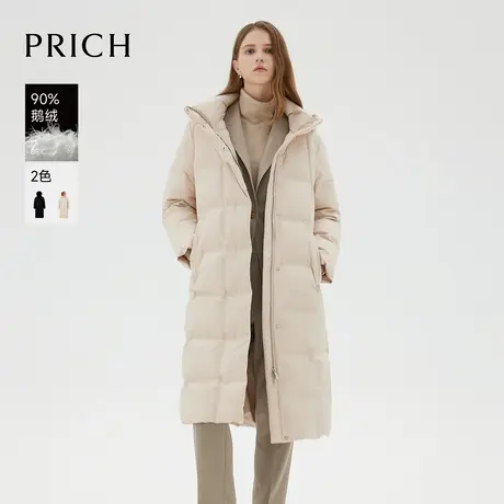 【90%鹅绒】PRICH时尚连帽羽绒服冬季新款保暖厚中长款外套商品大图
