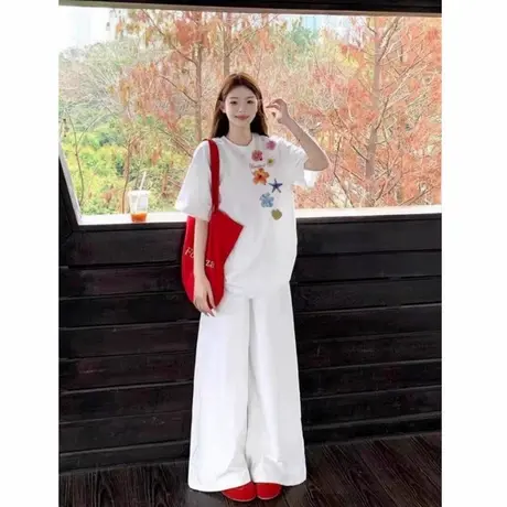 2025新款纯棉短袖t恤女爆款夏季落肩设计感小众美式宽松半袖上衣商品大图