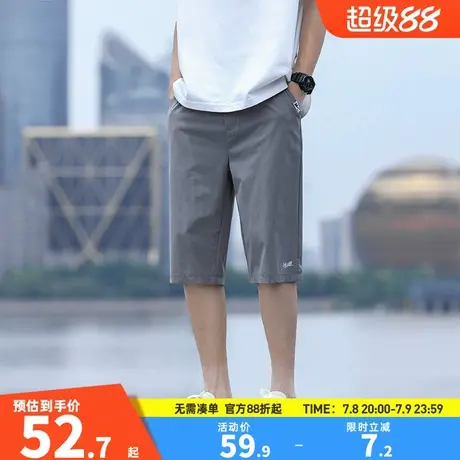 回力冰丝中裤男夏季薄款七分裤宽松直筒过膝短裤休闲运动裤子男图片