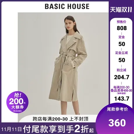 Basic House/百家好女装秋冬女英伦风时尚中长款风衣外套HUCA720O图片