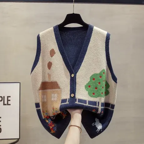 开衫v领针织马甲背心女2025春秋新款宽松外穿马夹叠穿毛衣坎肩潮商品大图