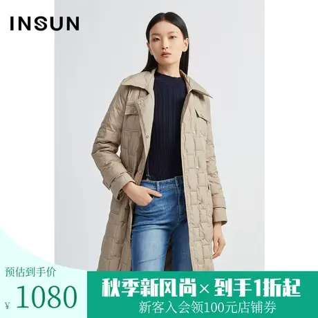 恩裳2022冬季时尚轻薄保暖菱形格纹设计鹅绒羽绒服女商品大图