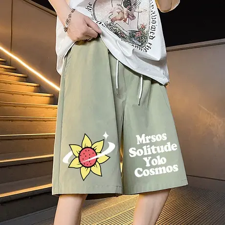 短裤男夏季新款宽松潮牌透气休闲五分裤大码男装跑步健身运动裤子图片