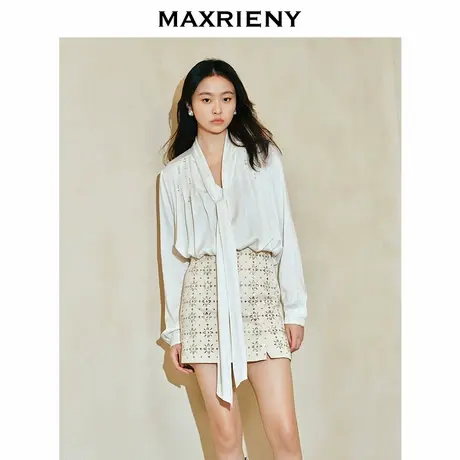 【奥莱】MAXRIENY华丽仙美水晶珠缀衬衫上衣女图片