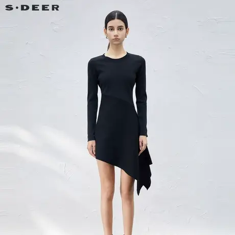 【商场同款】sdeer圣迪奥罗纹圆领撞色针织衫S23483503图片