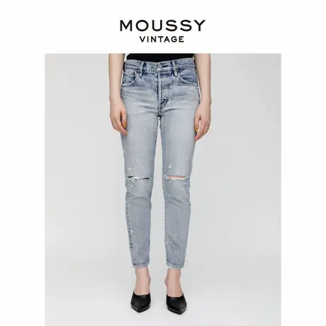 MOUSSY VINTAGE夏季复古水洗破洞毛边修身牛仔裤女540FSC11-9000商品大图