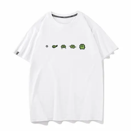 秀洛小蝌蚪的时候短袖t恤男纯棉纯棉夏季重磅休闲打底衫半袖情侣商品大图