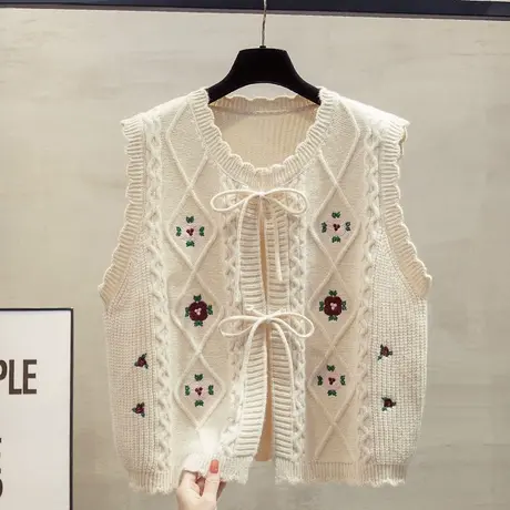 开衫圆领针织马甲背心女2025春秋新款外穿马夹外搭叠穿毛衣坎肩潮商品大图