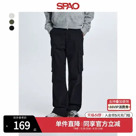 SPAO韩国同款秋冬女宽松休闲高腰阔腿工装裤SPTCE49G02图片