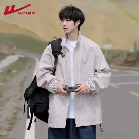 回力美式PU皮夹克男士春秋季2025新款复古宽松休闲棒球服立领外套图片