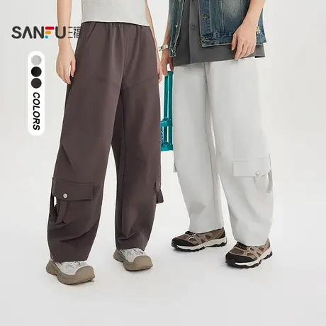 三福2025秋季男士工装弯刀休闲裤 街头宽松大直筒长裤506278商品大图