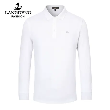 浪登男士纯棉长袖T恤2023秋冬季亲肤舒适打底翻领POLO衫男爸爸装图片