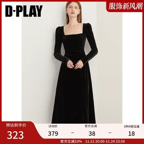 DPLAY春新复古丝绒连衣裙赫本风小黑裙内搭裙子女新年战衣图片