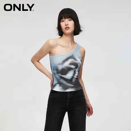 ONLY奥莱夏季时尚设计感印花修身无袖单肩T恤女图片