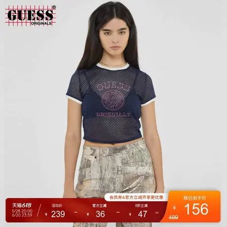GUESSOriginals   女士透气网眼设计T恤-W4YP21KCCL0图片