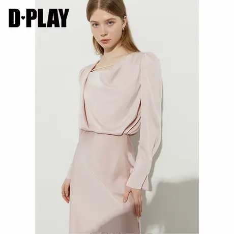 DPLAY2025年春季新款粉色衬衫女慵懒宽松洋气长袖泡泡袖衬衣上衣商品大图