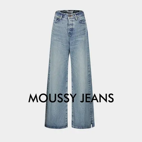 MOUSSY 夏季新品设计感小开叉四粒扣阔腿牛仔裤010HAA11-6921图片