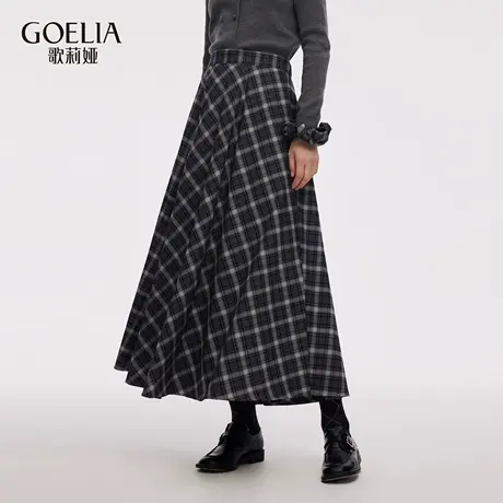 歌莉娅秋季新品A型格纹半裙（配送头花）1E9C2B34A商品大图