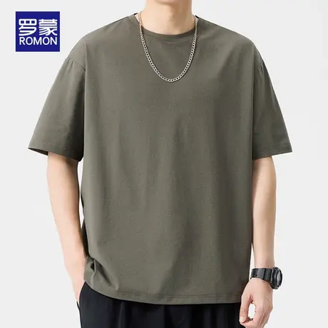 罗蒙短袖T恤男款夏薄款2025新款宽松美式重磅潮牌体恤打底衫男士图片