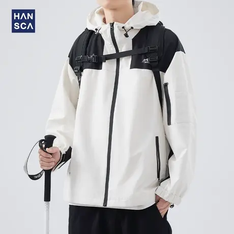 清仓特卖hansca户外连帽休闲外套男春秋季2024新款青少年痞帅夹克图片