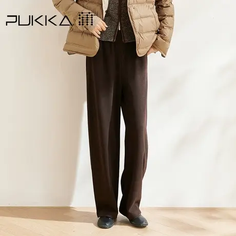 蒲PUKKA 针织直筒高级阔腿长裤冬季新款休闲裤女商品大图