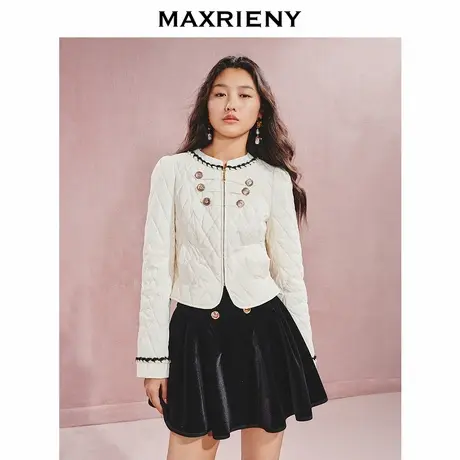 【宫廷巴洛克-商场同款】MAXRIENY精致休闲织带收腰型羽绒外套女商品大图