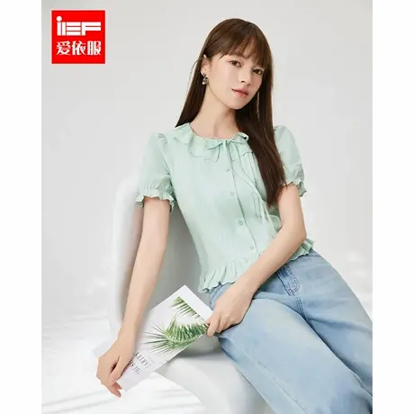 IEF/爱依服2025夏季新款韩版甜美可爱减龄少女风娃娃领设计上衣图片
