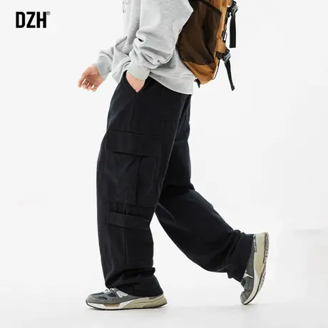 男士纯棉工装裤男美式复古黑色裤子2025新款直筒裤阔腿裤休闲长裤商品大图