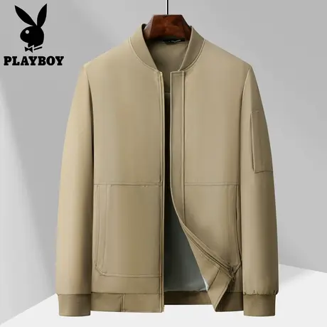花花公子新款男士休闲夹克外套高级感抗皱棒球领上衣中老年爸爸装图片
