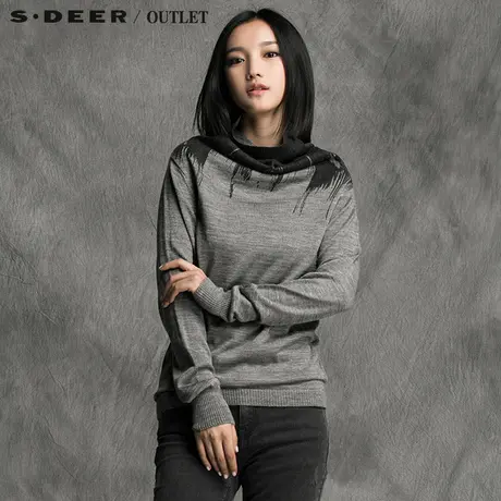 s.deer【新品】圣迪奥专柜正品女冬现代涂鸦高领针织衫图片