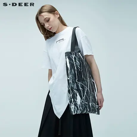 sdeer圣迪奥夏季女装通勤个性龟裂时尚印花手提单肩包S20263855图片