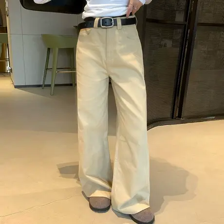 尔给早春垂感直筒阔腿裤女复古高腰显瘦百搭外穿宽松休闲拖地裤图片